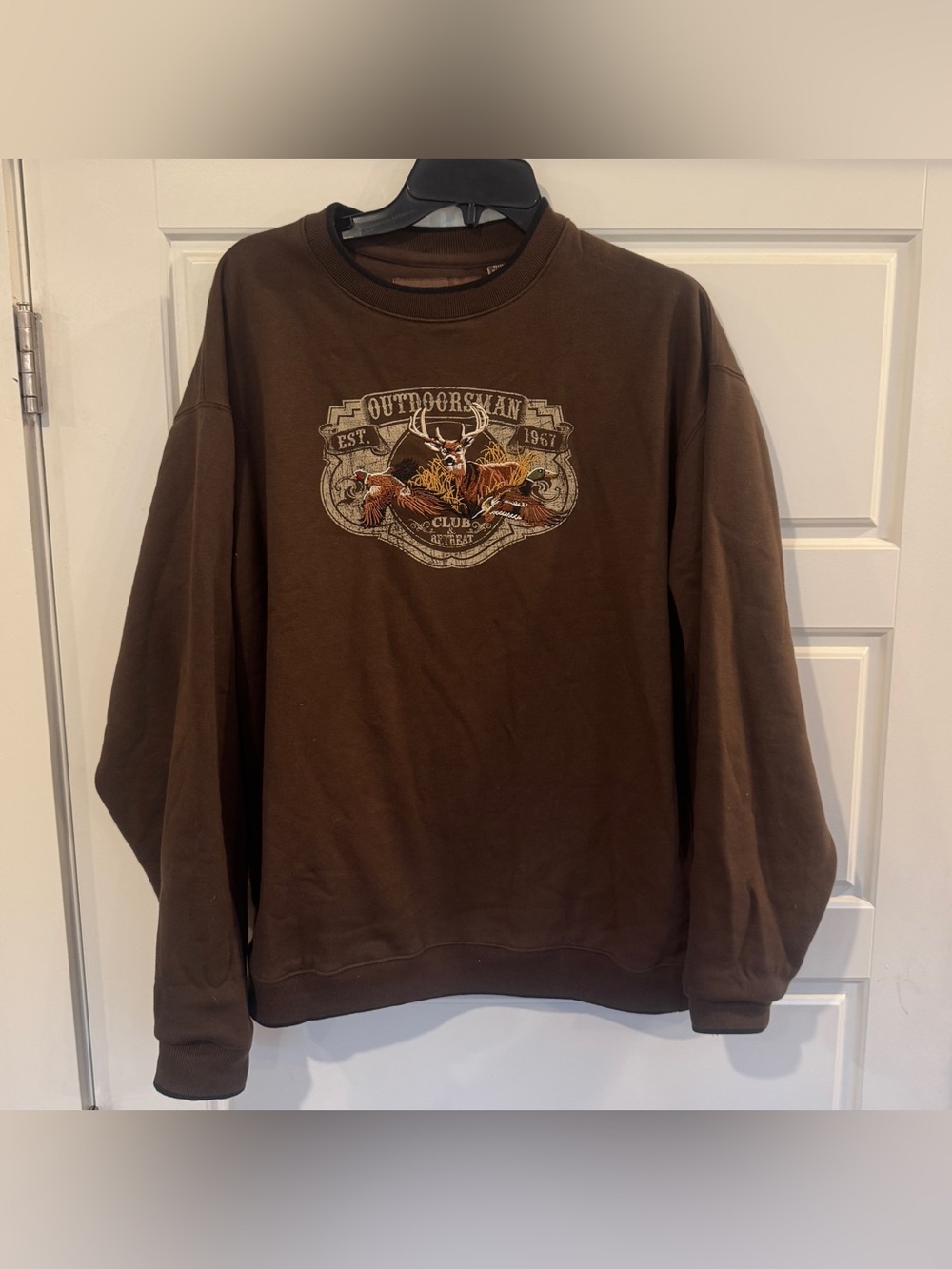 Woodland Trail Men’s Buck Deer Brown Pullover Sweatshirt Men’s Size Large